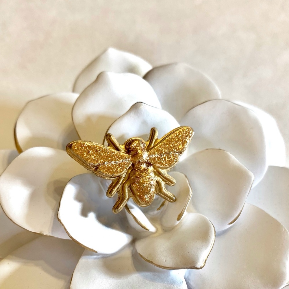 Honeybee Pin Gold Glittered Acrylic Resin